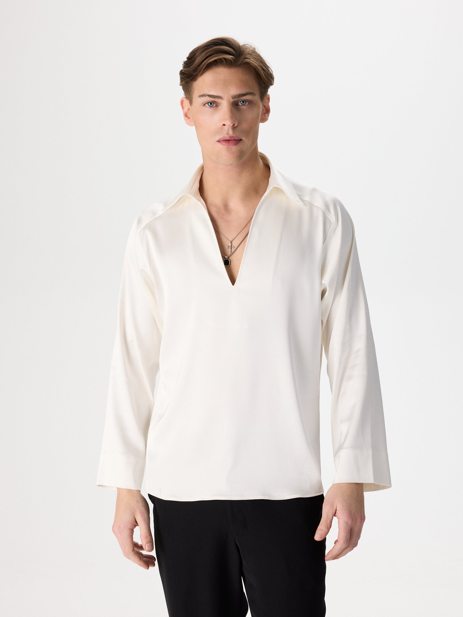Buttonless Silk Shirt