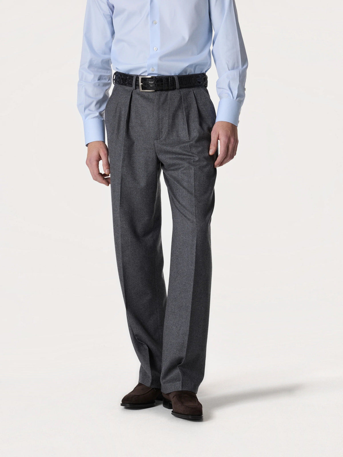 Pleated Wool Trousers in Grey – Hartlino, image 2