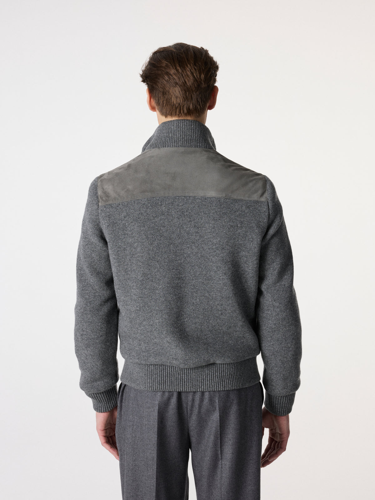 Satin Suede Bomber Jacket in Grey – Hartlino, image 7