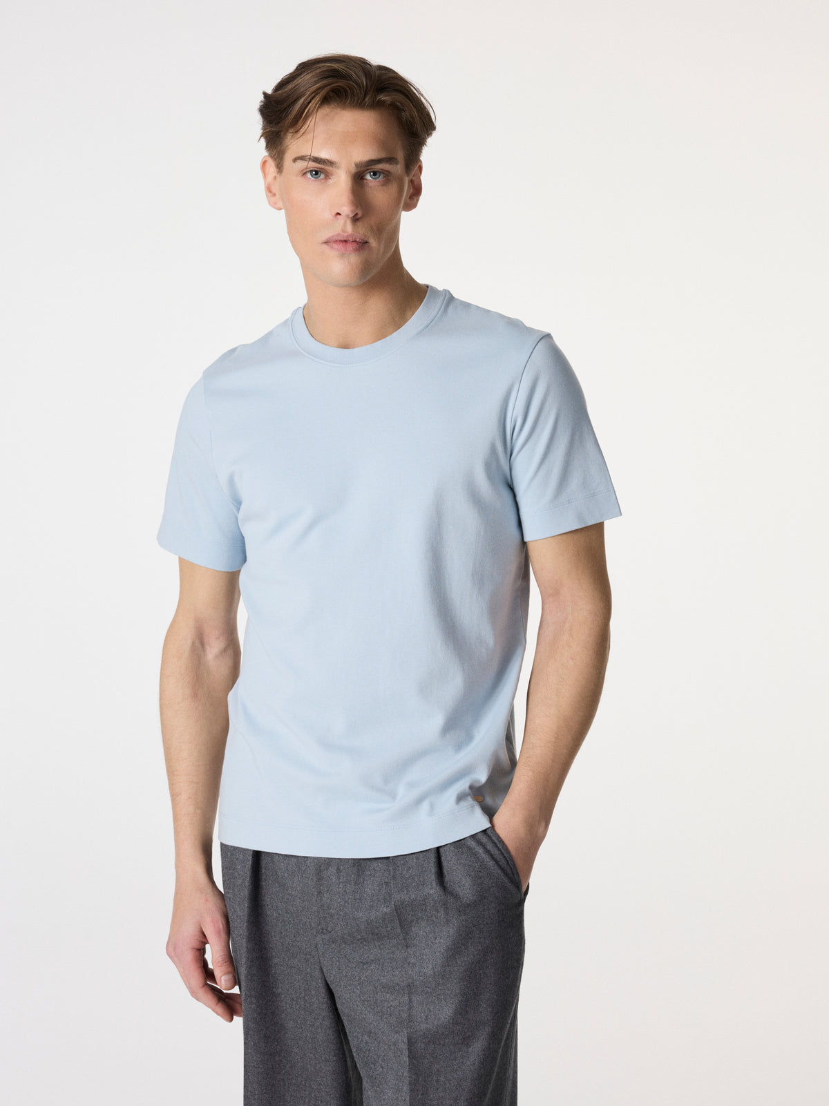 Premium Cotton T-Shirt in Light Blue – Hartlino, image 2