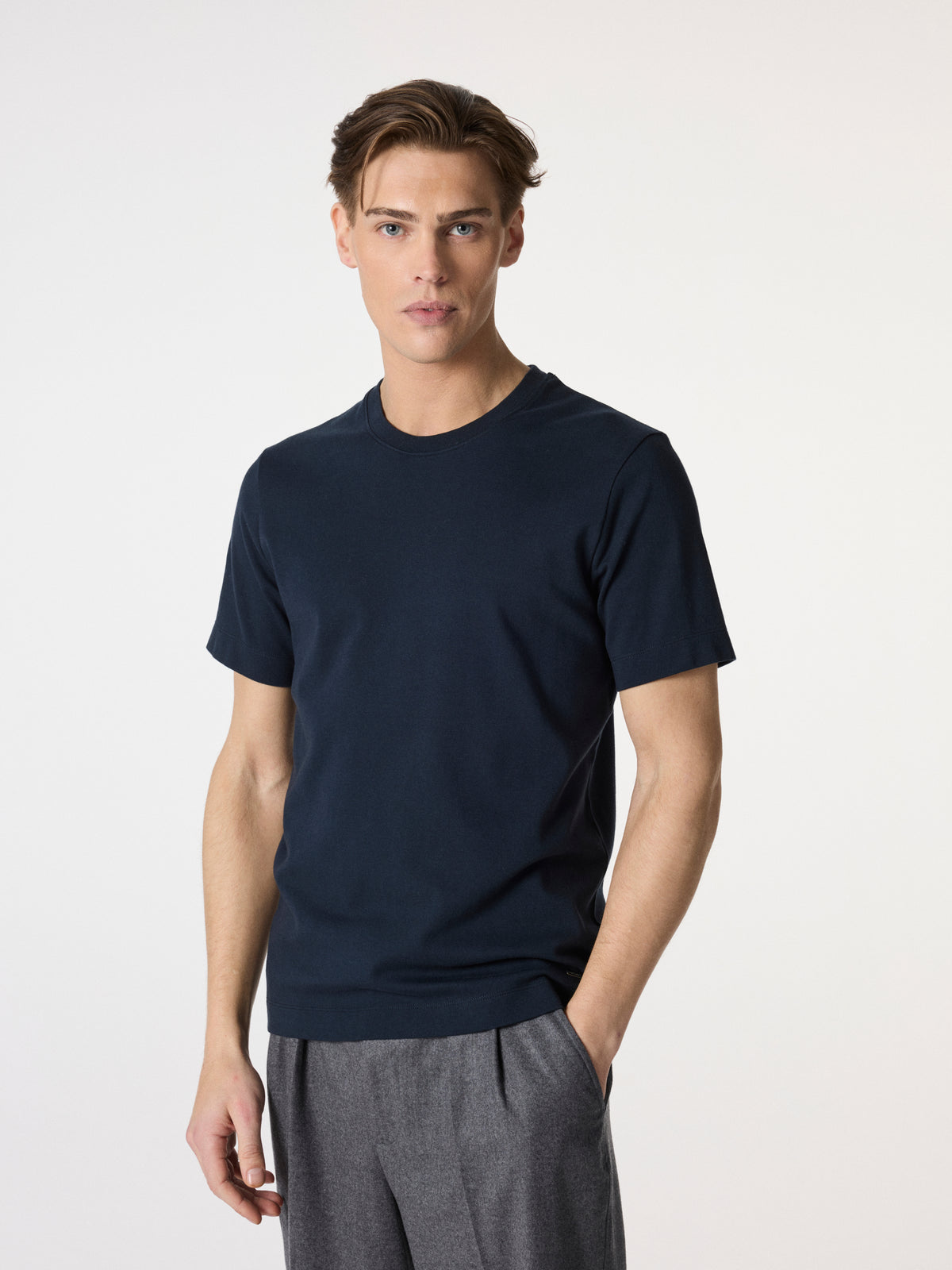 Premium Cotton T-Shirt in Navy Blue – Hartlino, image 2