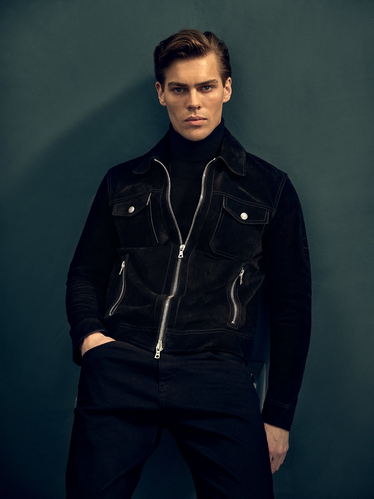 Black Leather Jacket - Suede Calfskin