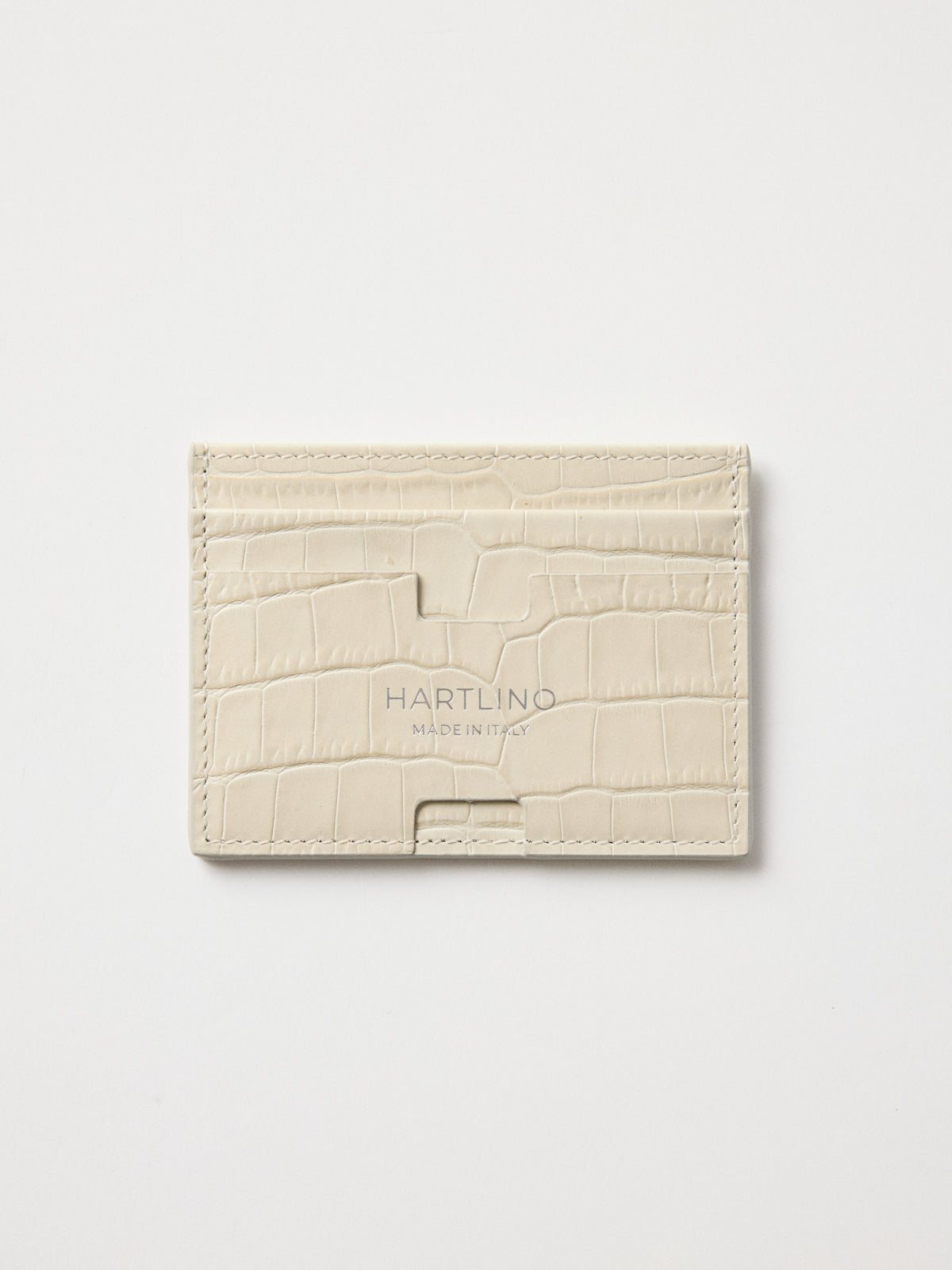 Crocodile-Embossed Cardholder in Cream – Hartlino
