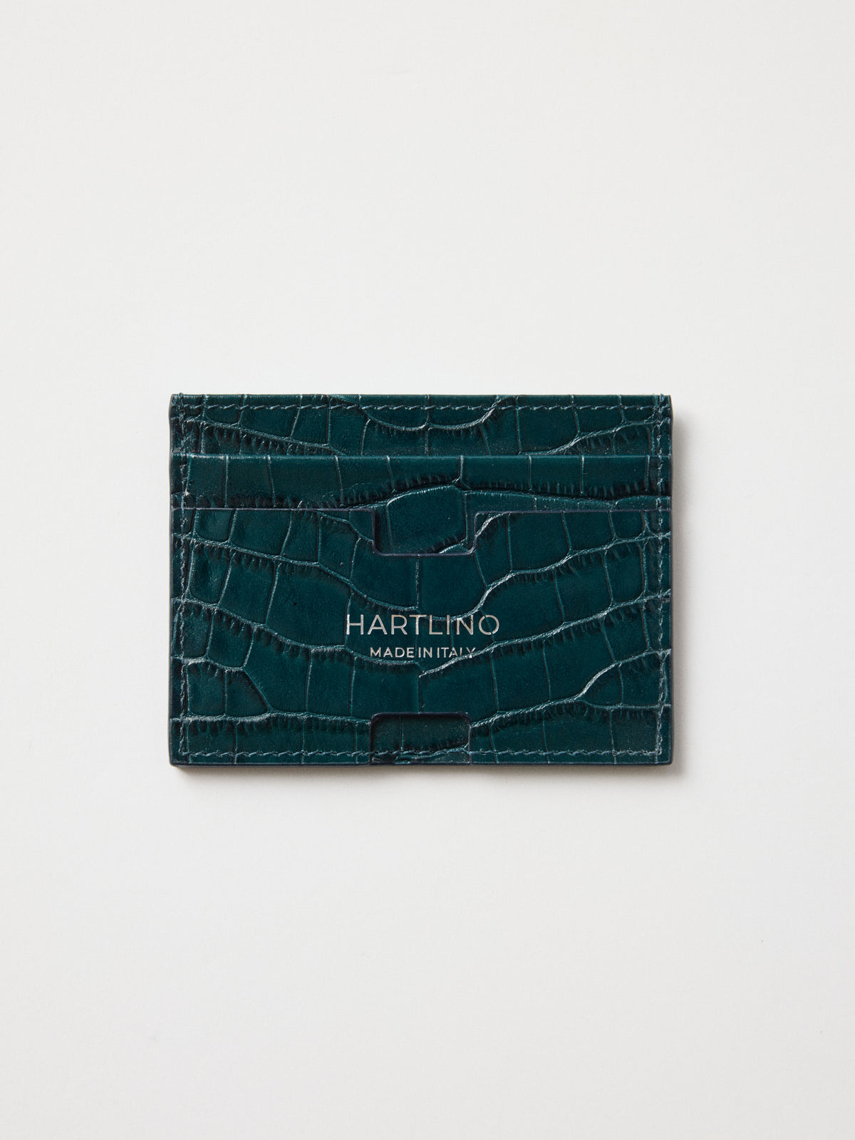 Crocodile-Embossed Cardholder in Petroleum – Hartlino