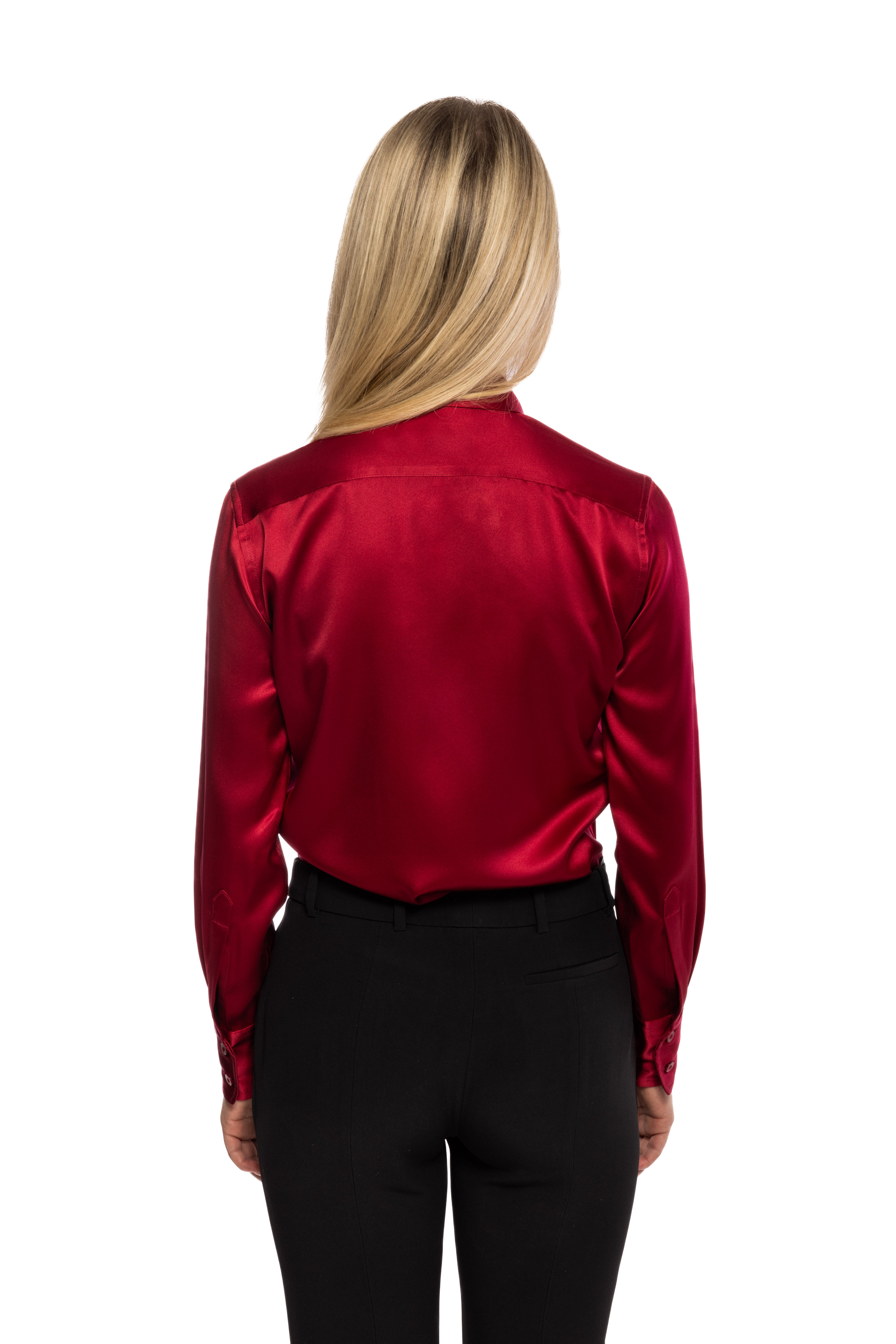 Deep Red Silk Blouse