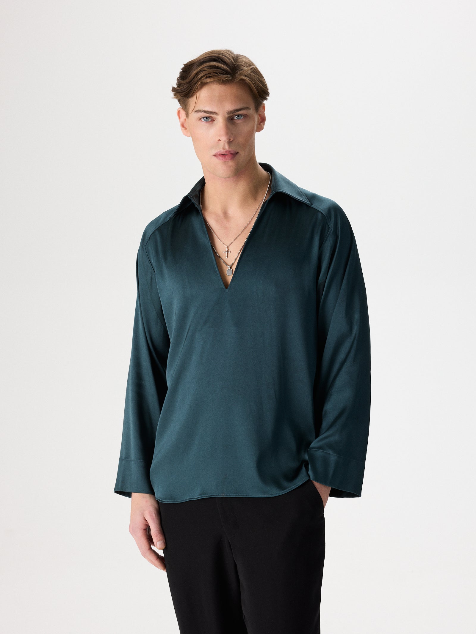 Buttonless Silk Shirt