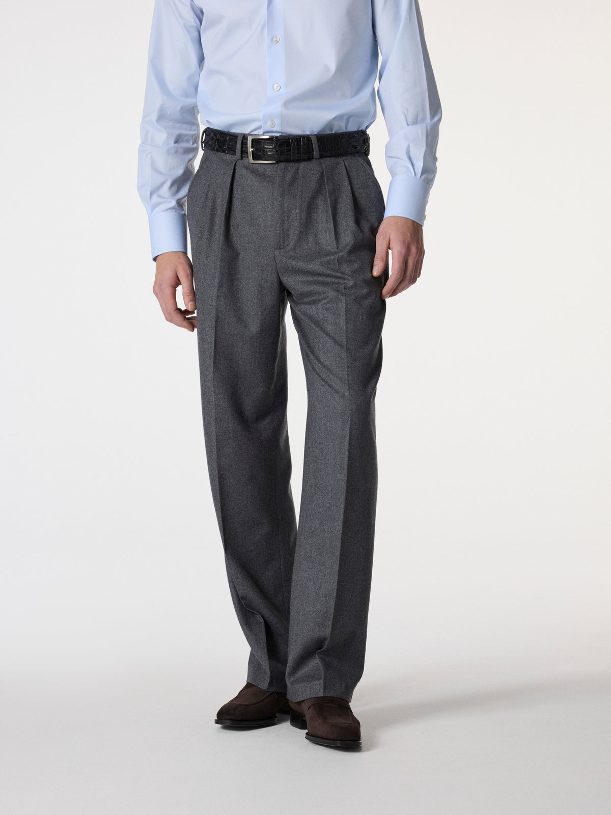 Pleated Wool Trousers in Grey – Hartlino, image 2