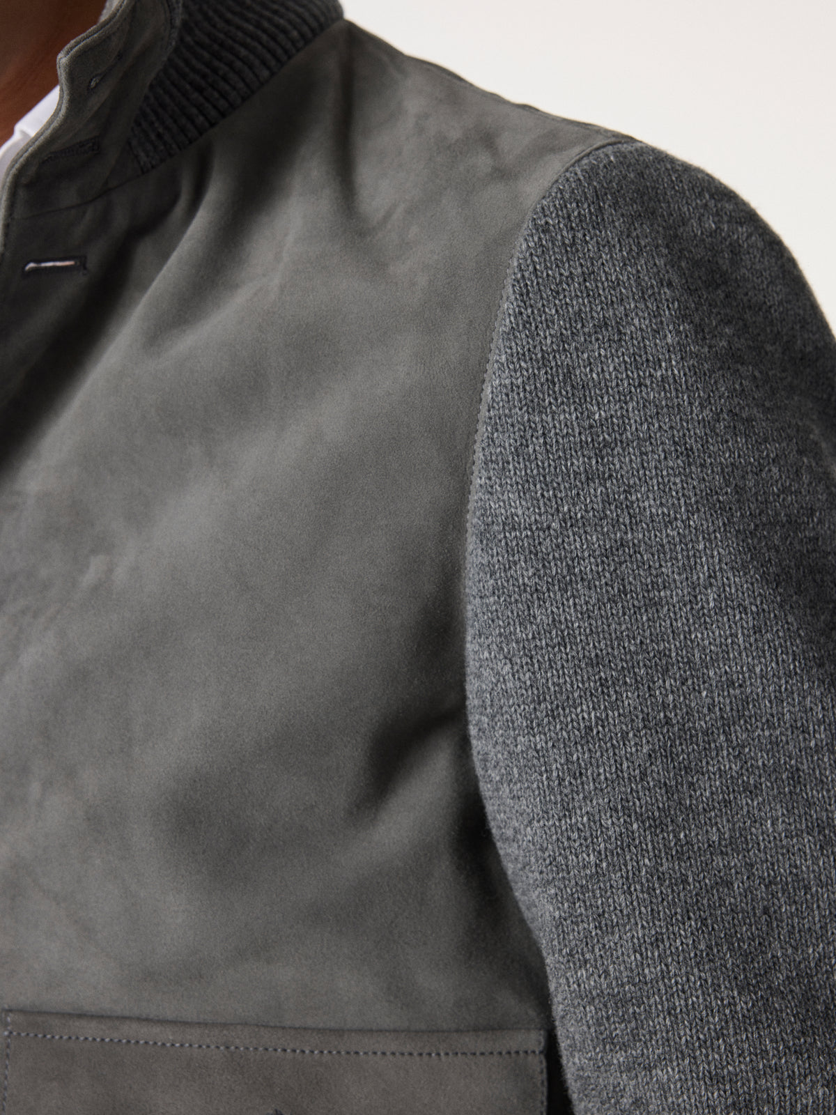 Satin Suede Bomber Jacket in Grey – Hartlino, image 5