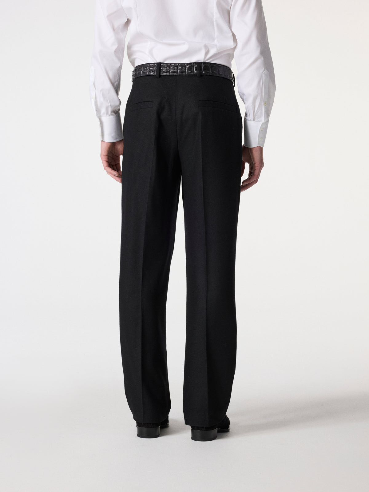 Pleated Wool Trousers in Black – Hartlino, image 4