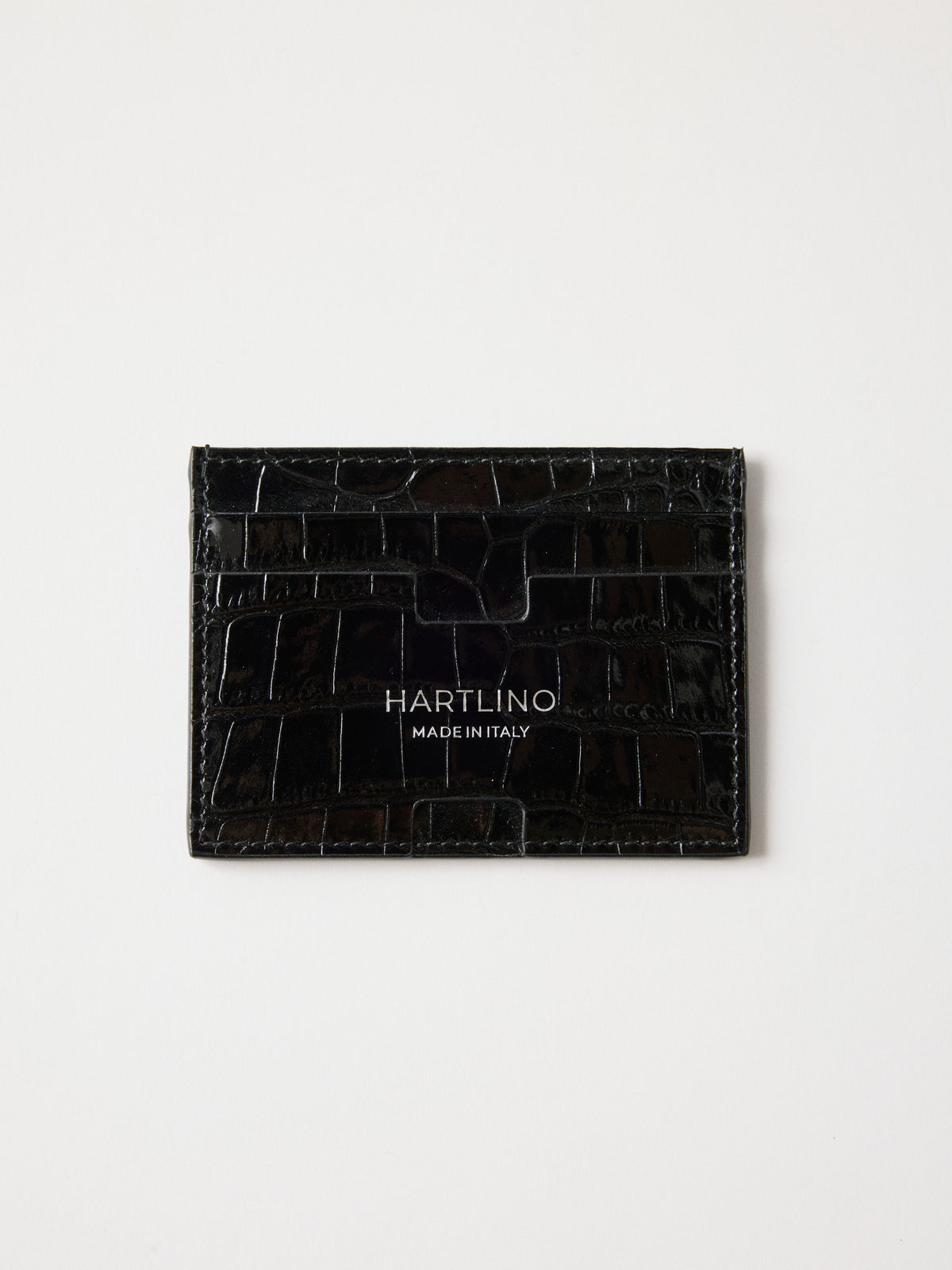 Crocodile-Embossed Cardholder in Black – Hartlino