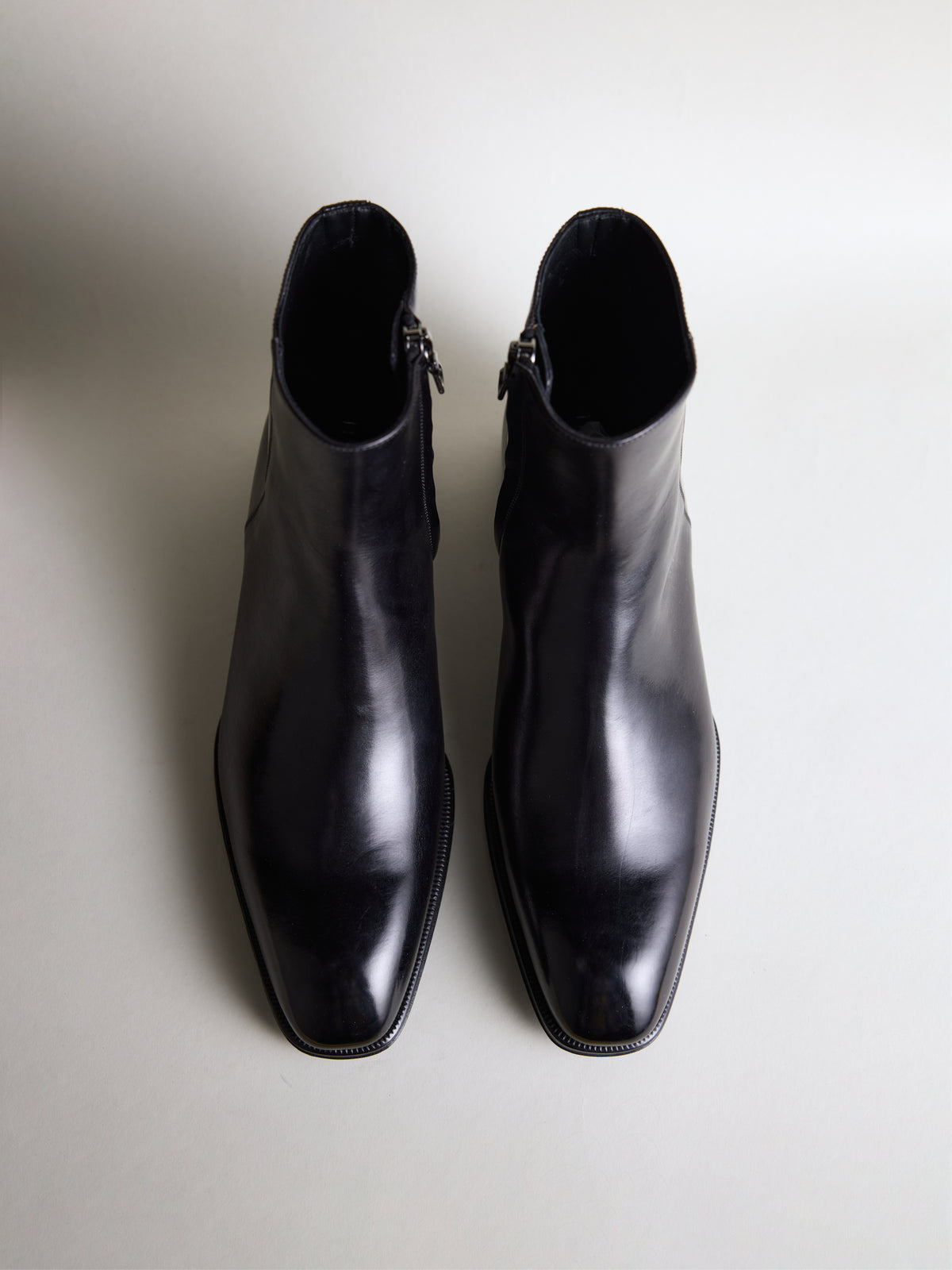 Leather Zip Ankle Boots in Black – Hartlino, top view