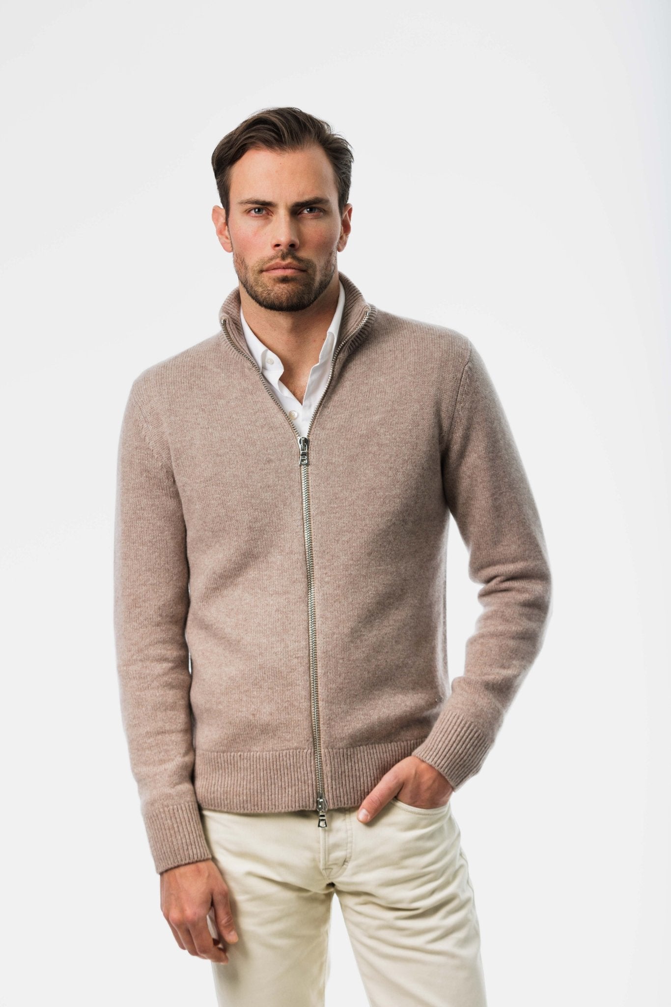 Beige Cashmere Cardigan 